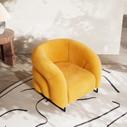 Accent Armchair Modern Faux Leather Upholstery Cloud-Inspired Cushion Design Sturdy Metal Base